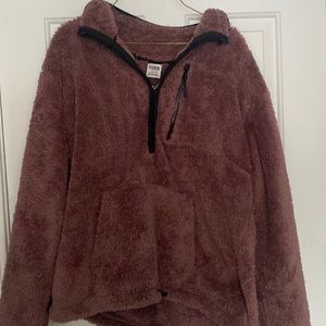 PINK fuzzy quarter zip